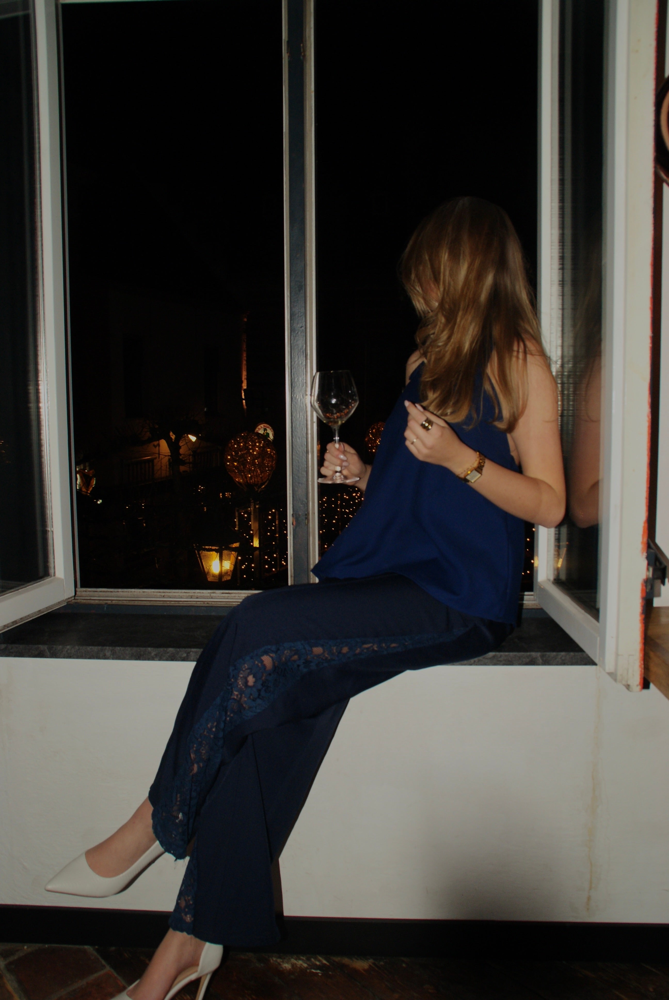 Lace pantalon donkerblauw