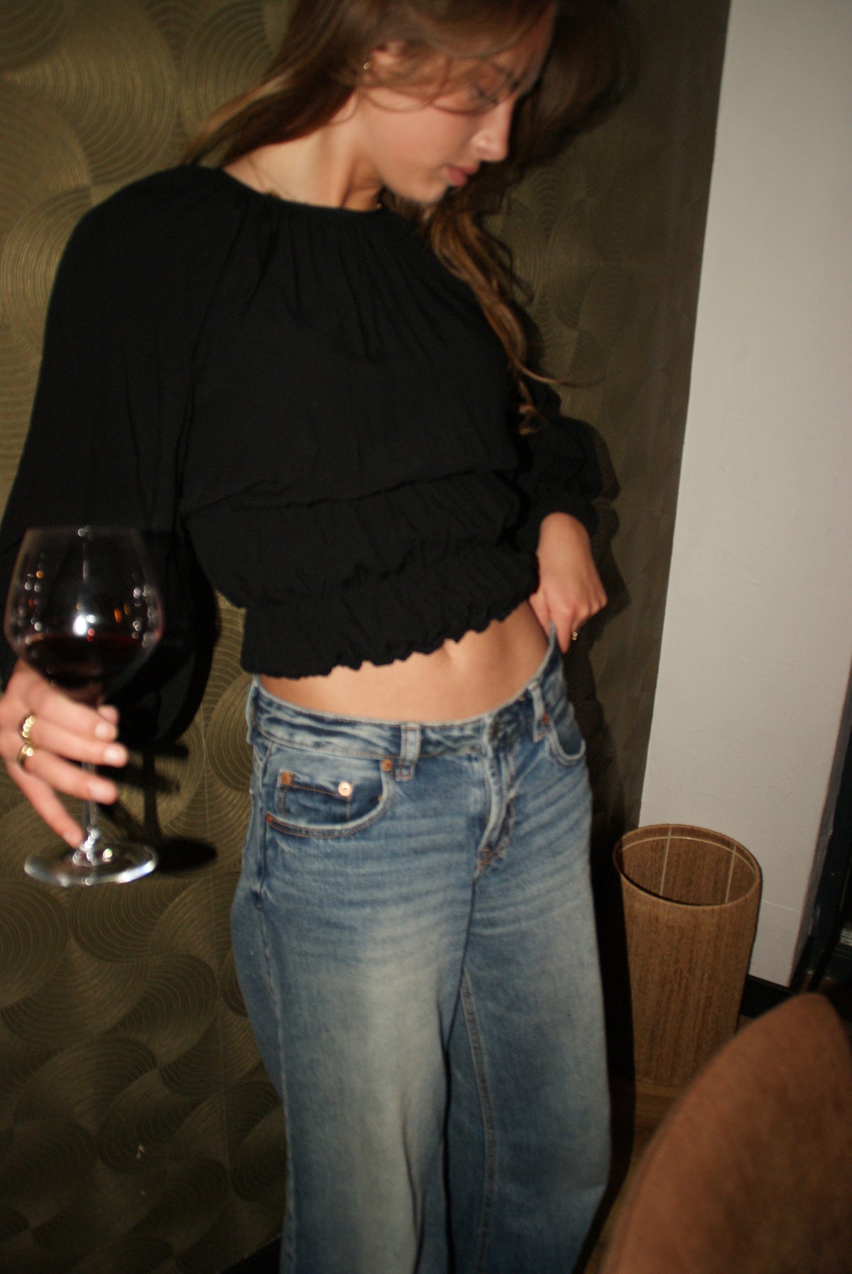 Zwarte blouse elastiek