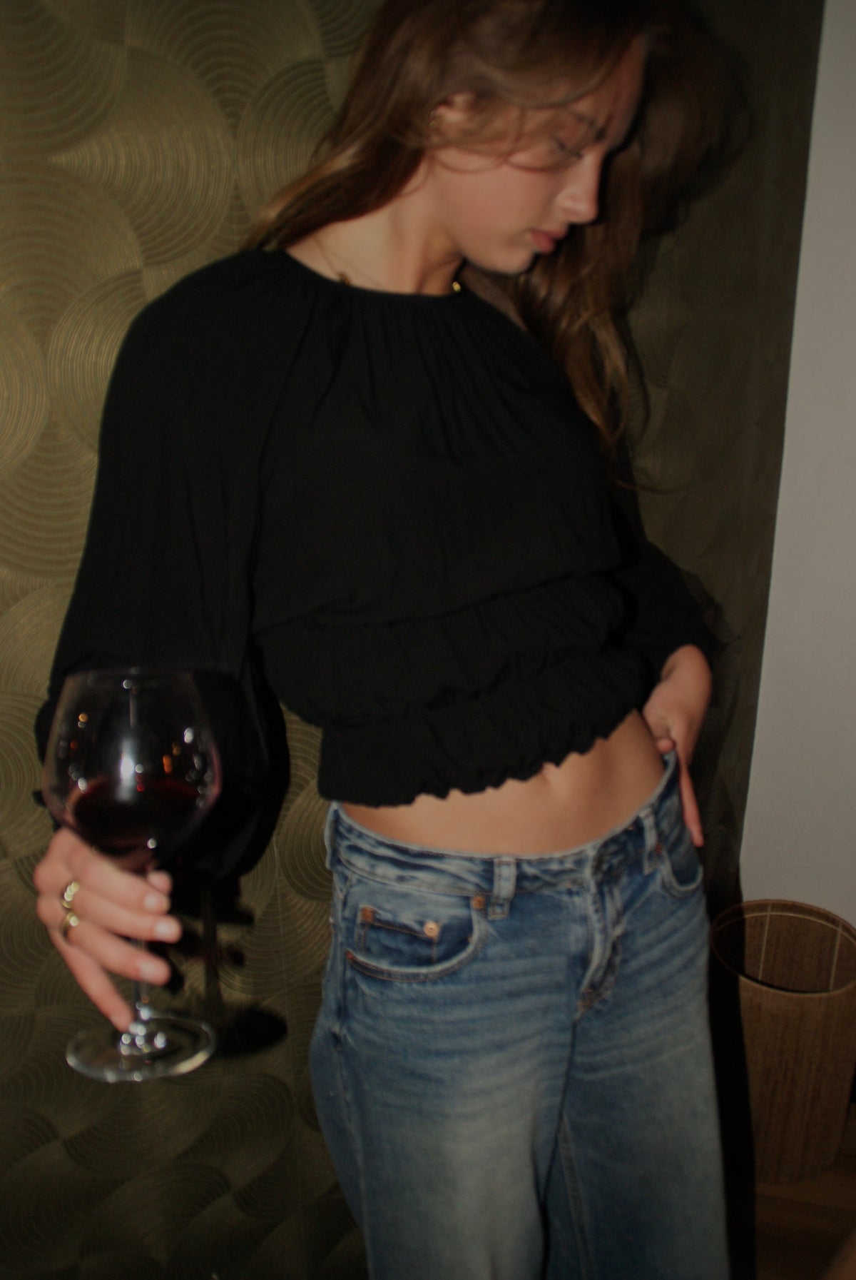 Zwarte blouse elastiek