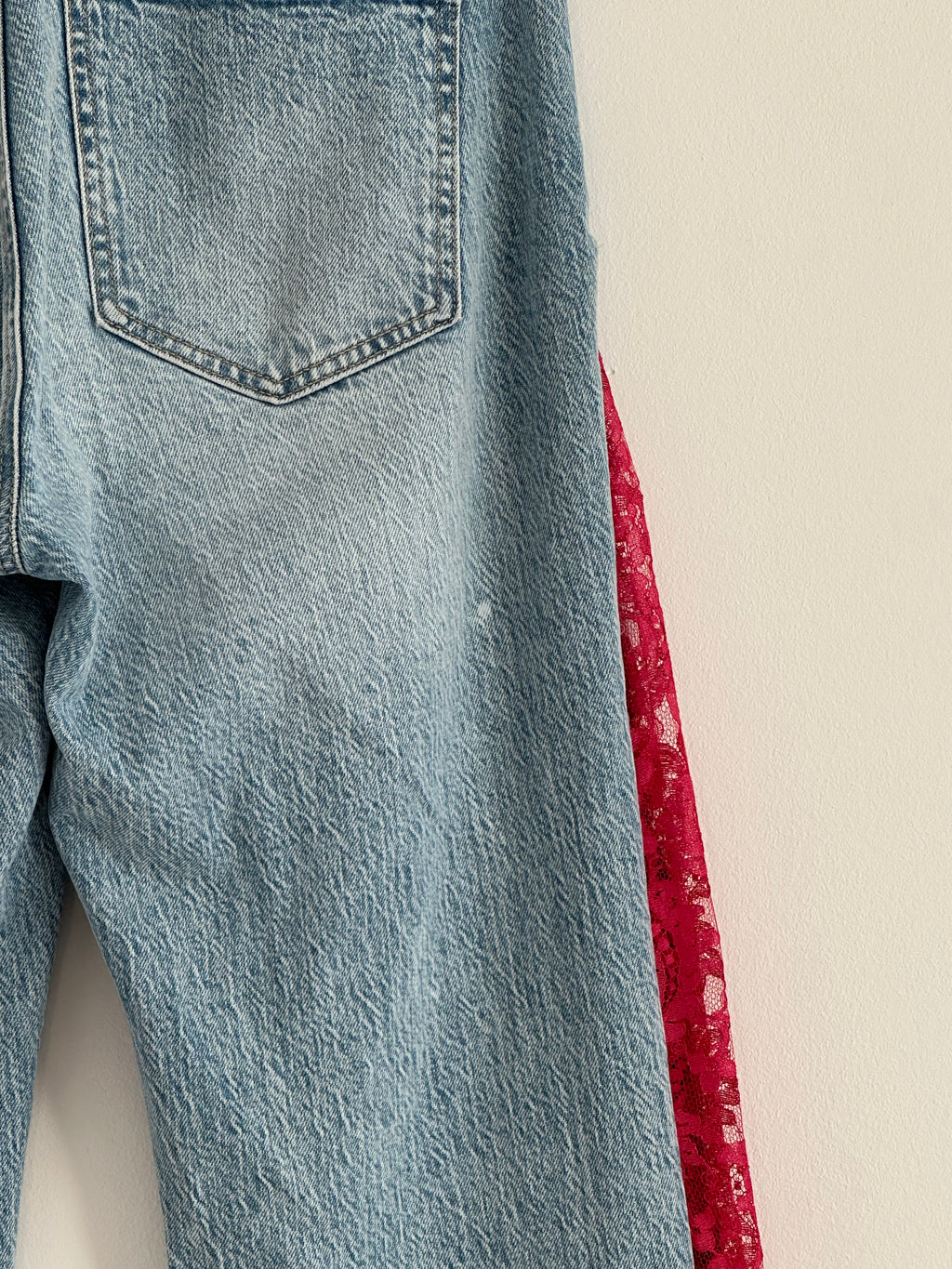 Lace jeans rood