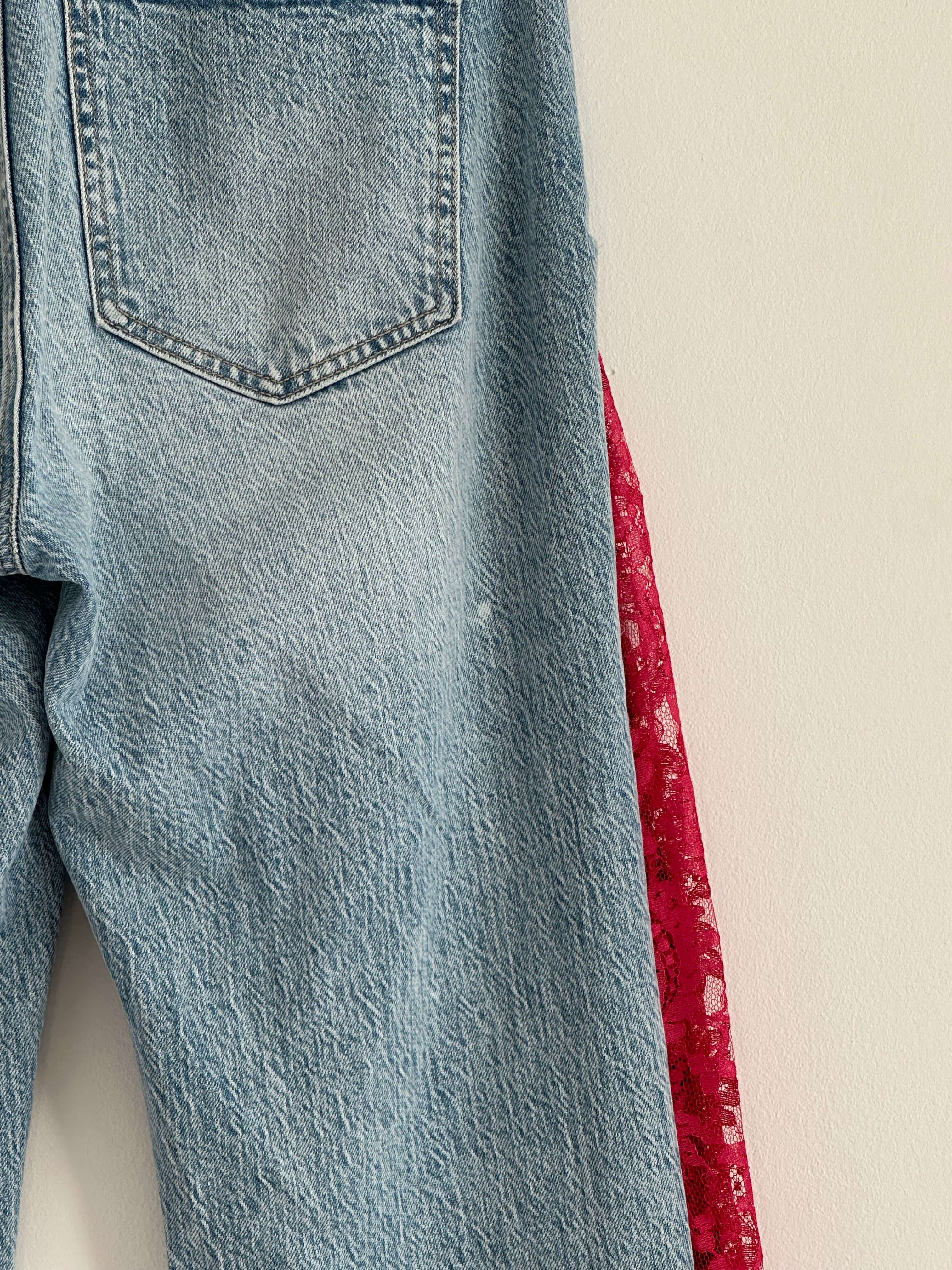 Lace jeans rood