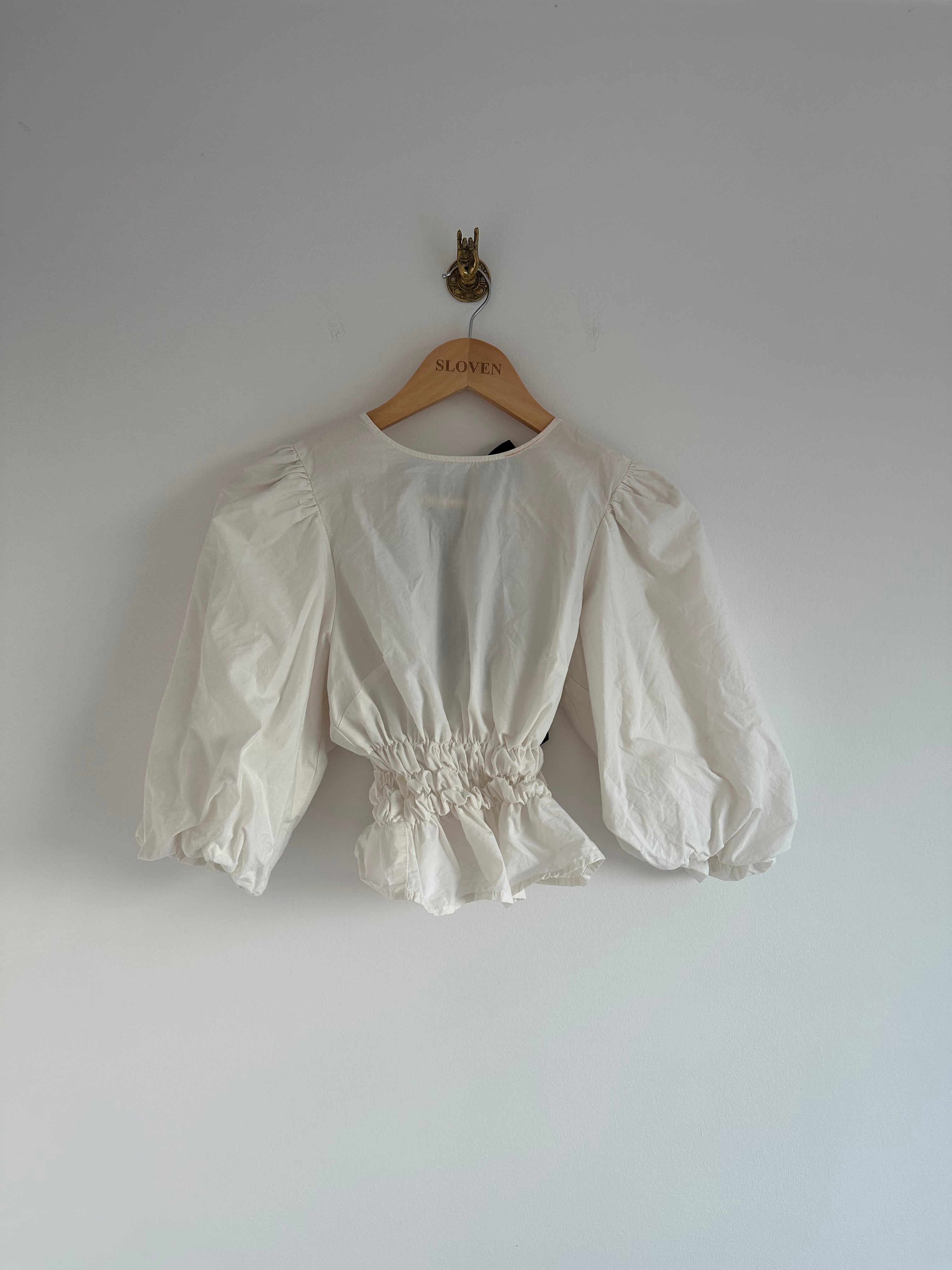 Bow blouse elastiek wit