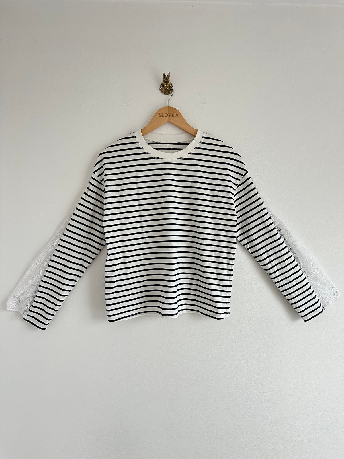 Lace longsleeve zwart wit