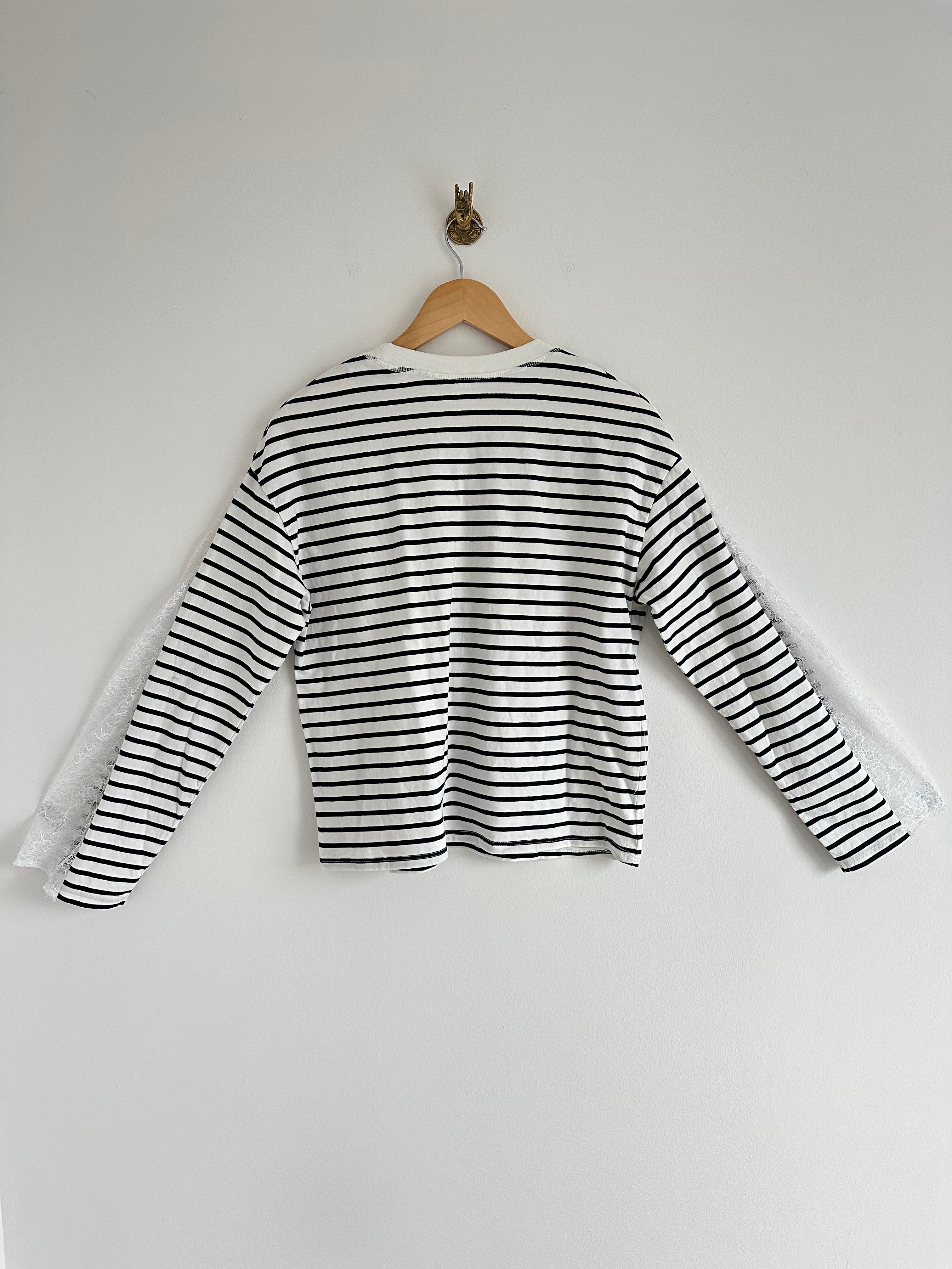 Lace longsleeve zwart wit