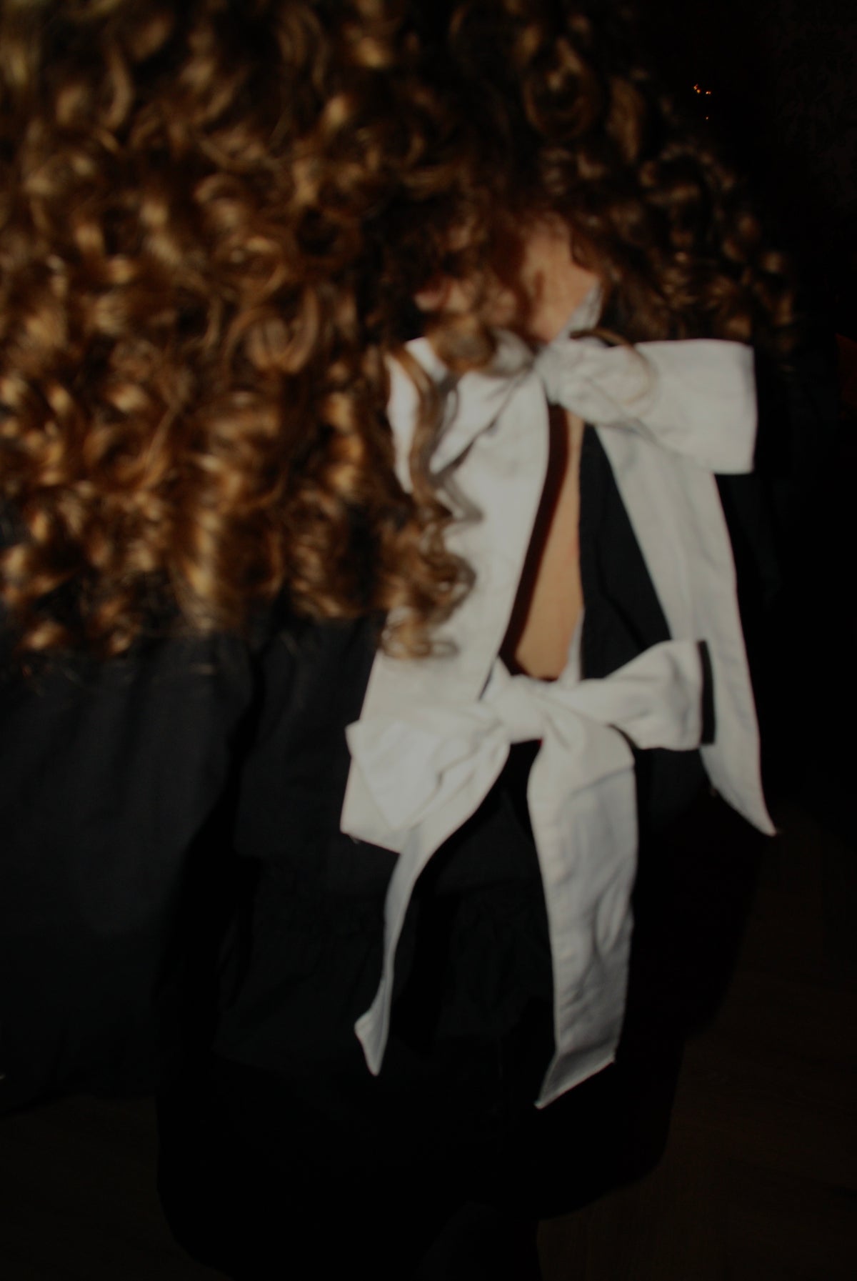 Bow blouse elastiek zwart