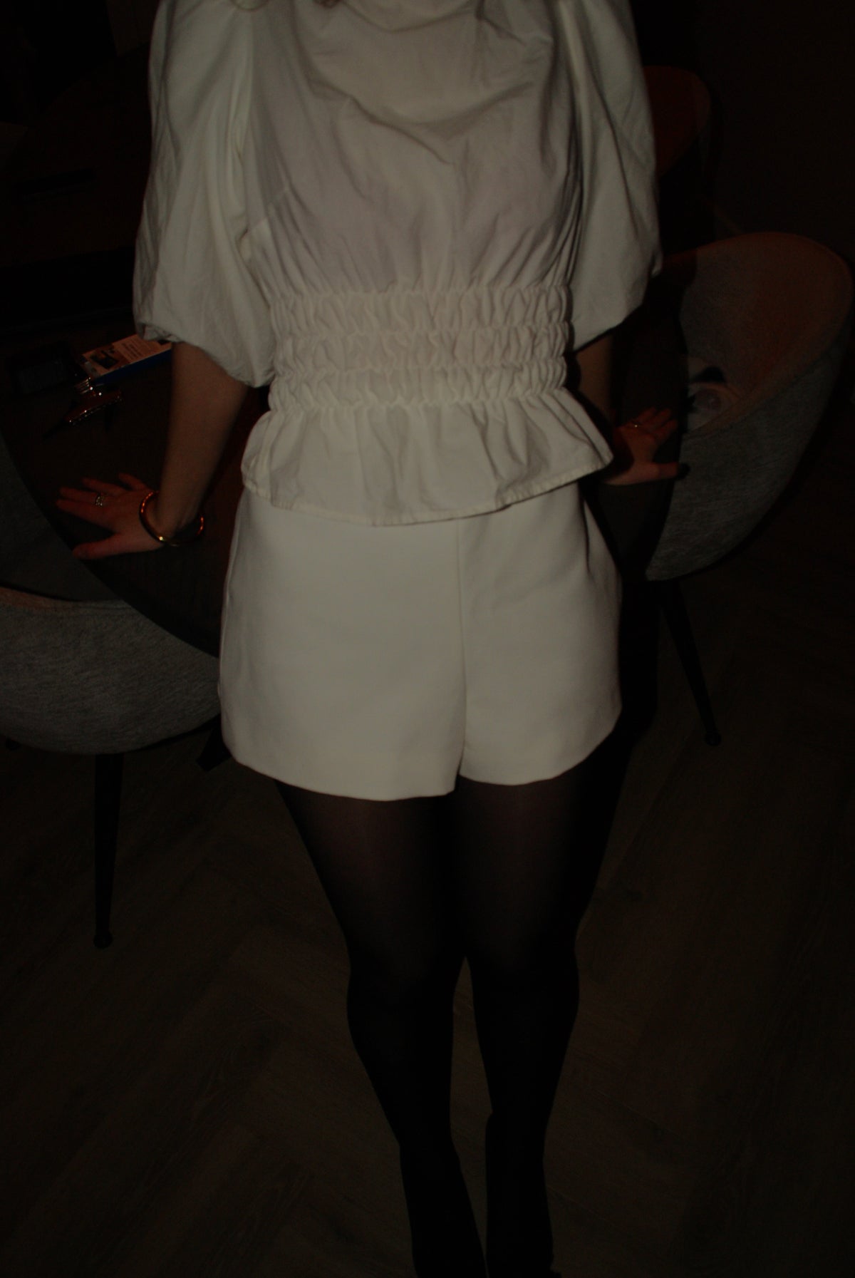 Bow blouse elastiek wit